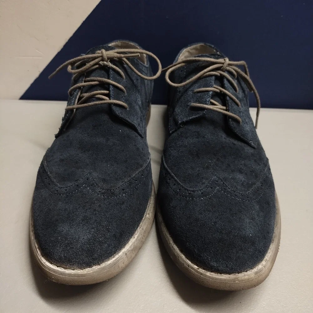 Calvin Klein Faxon Wingtip Oxford Shoes Mens Size 13M Blue Cuban Heel Lace Up